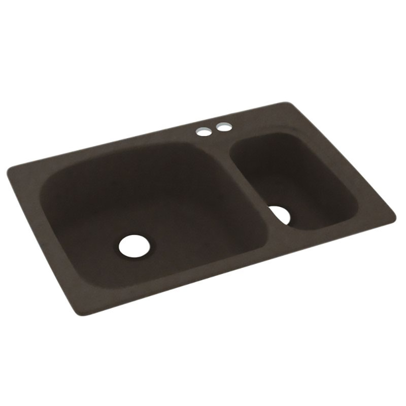 33'' L Mounting / Installation Required Double Bowl Solid Surface Kitchen Sink, 2 Hole 2B, Canyon