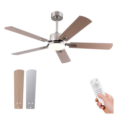 42-Inch Low Profile Ceiling Fan with Light and Remote, Silver Finish, ABS Blades for Indoor Use