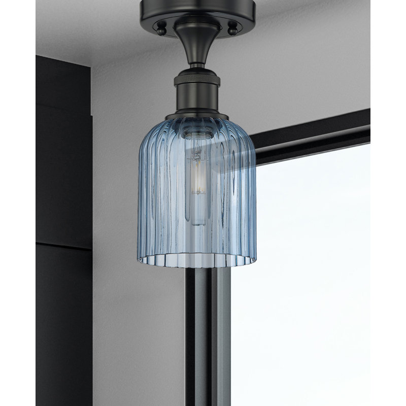 Edison - Adriena - Plafonnier semi-encastré 5 "1 lumière, Bleu, Noir mat