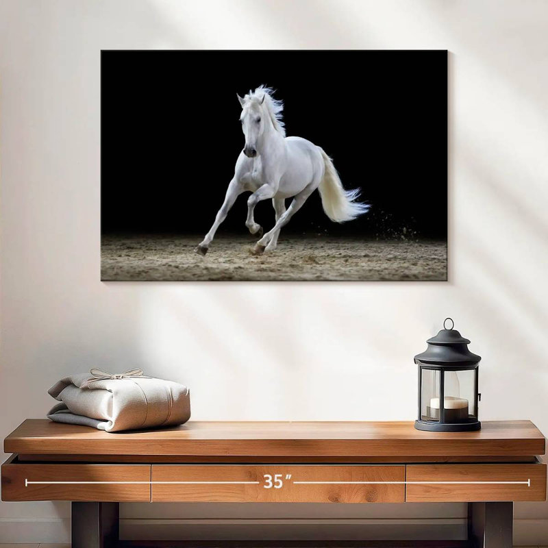 Brampt Galloping White Stallion, 20" H x 30" W