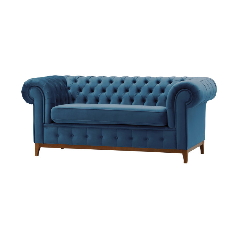 Fryar Velvet Sofa, 2, Brown, Blue