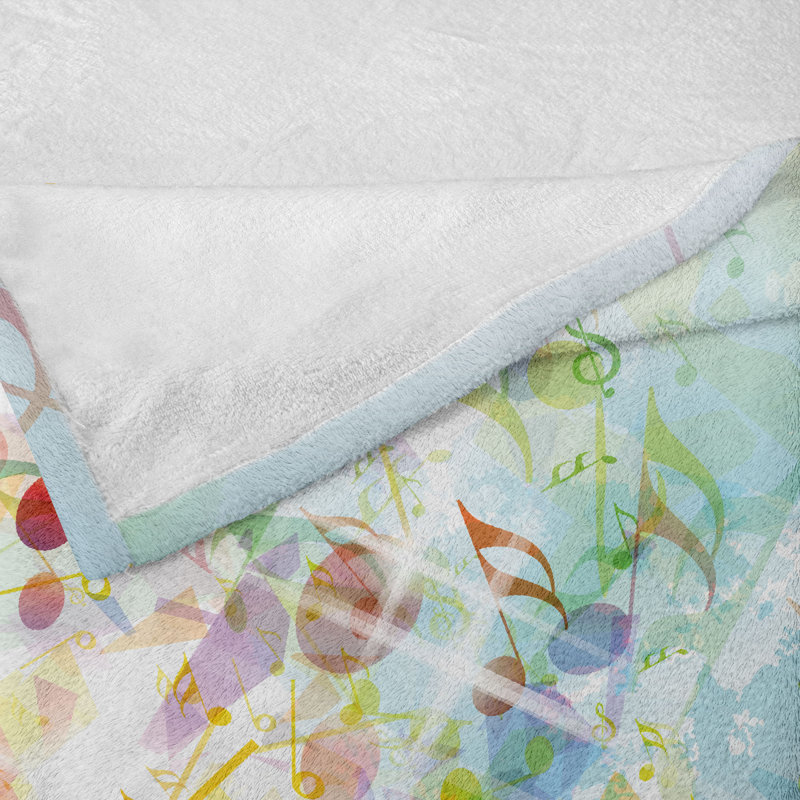Ambesonne Music Note Fleece Throw Blanket Shattered Elements Multicolor, 50" W x 60" L