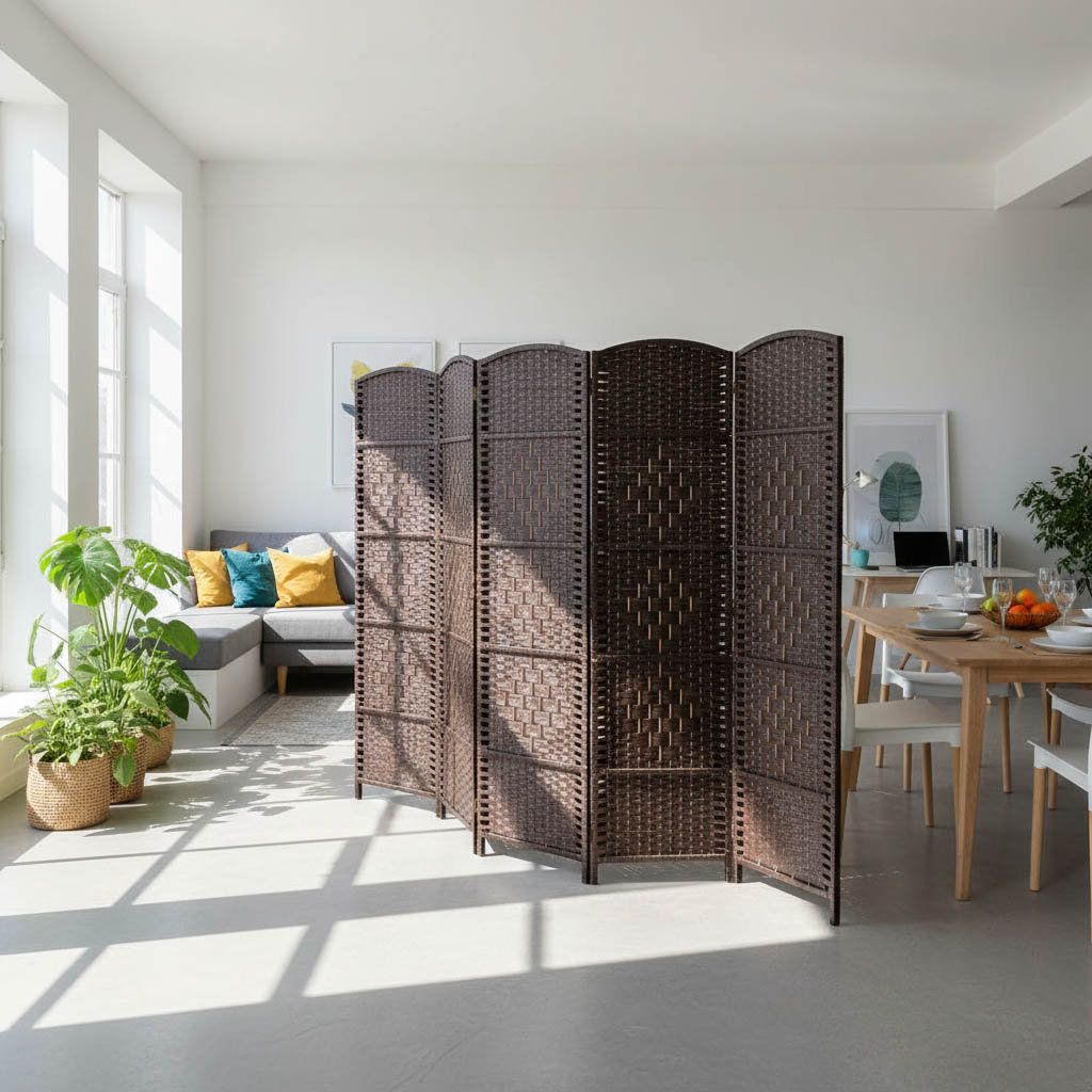 Elegant 6-Panel Bamboo Folding Room Divider Privacy Screen