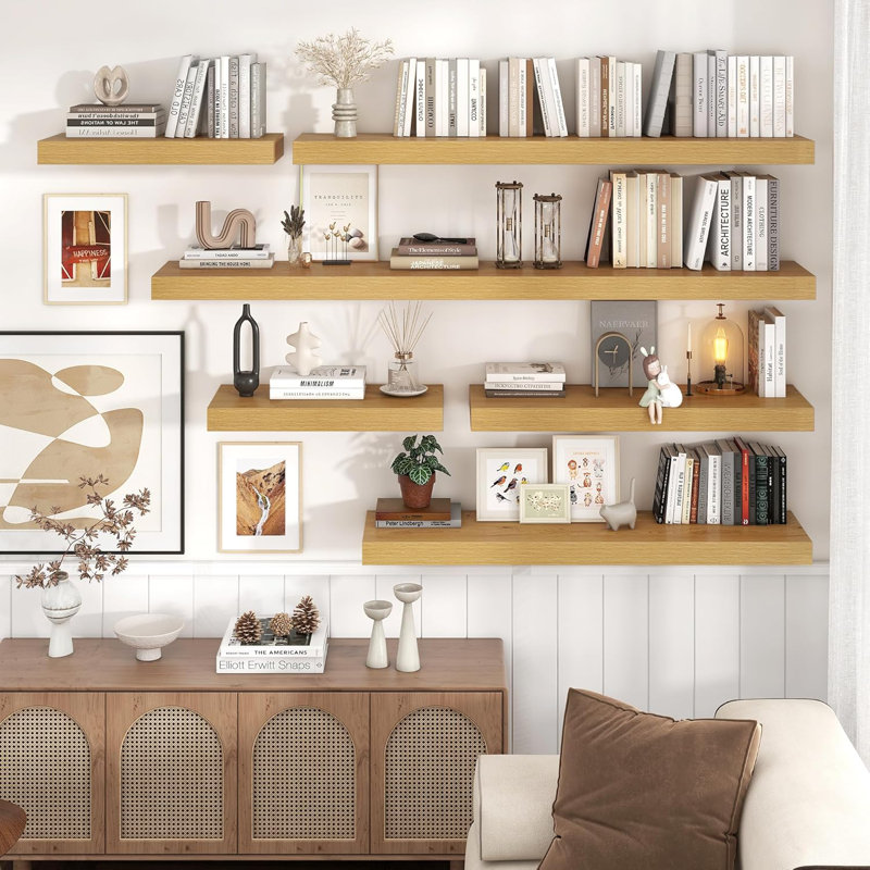 Tablette murale flottante 48 "X 12", bois de chêne extra profond