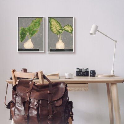 Large Palm Leaf Potted Plants Interior Still Life by Jennifer Goldberger - 2 Piece Painting Set -  Stupell Industries, a2-189_wfr_2pc_11x14