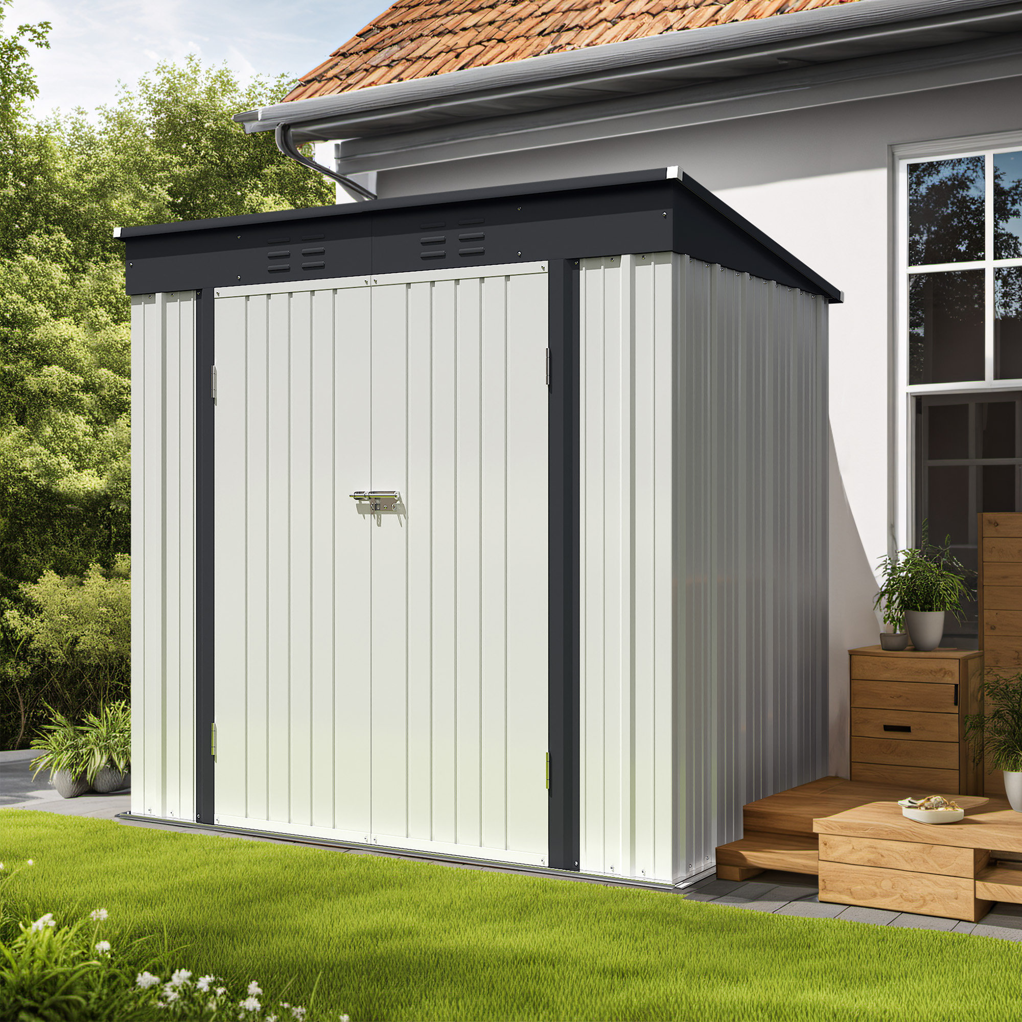 6' x 4' Outdoor Metal Storage Shed, Outdoor Storage Clearance Lockable Door, Tool Shed iYofe