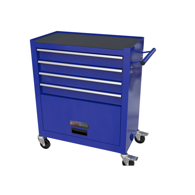 Coffre à outils 24,4 po en métal, bleu. Pour entrepôt, atelier, garage. 4 po 2 avec frein, construction, outils de rangement roulants 24,74 po x 13 po x 29,6 po, garage, entrepôt. 4 roues verrouillables, thermolaquées,
