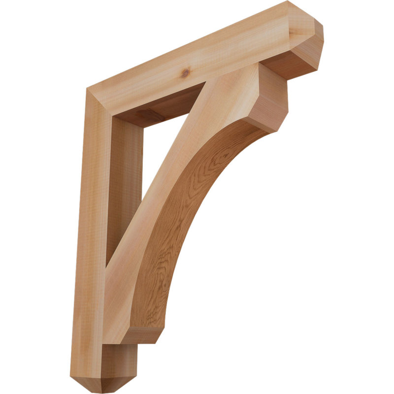 H Wood Bracket/Corbel, Western Red Cedar (Smooth), 28" H x 3.5" W x 24" D