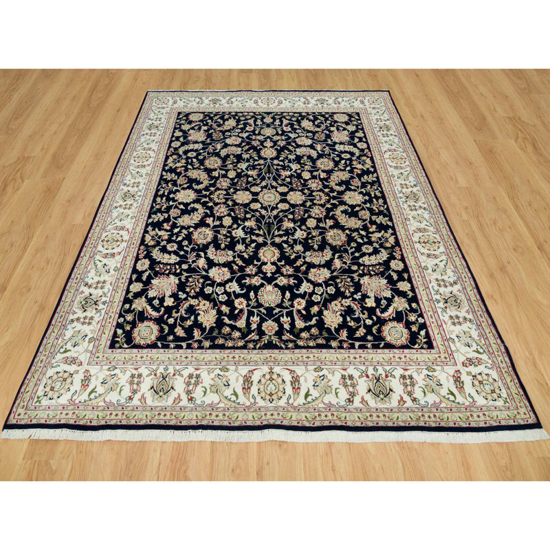 Tapis bleu nouvel âge en laine 7 pi 9 po x 10 pi Sorens