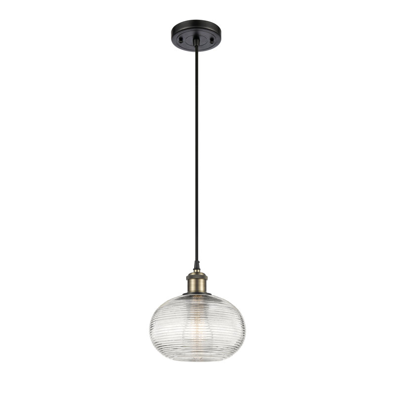 Luminaire suspendu simple à 1 lumière Jerard, Laiton antique noir