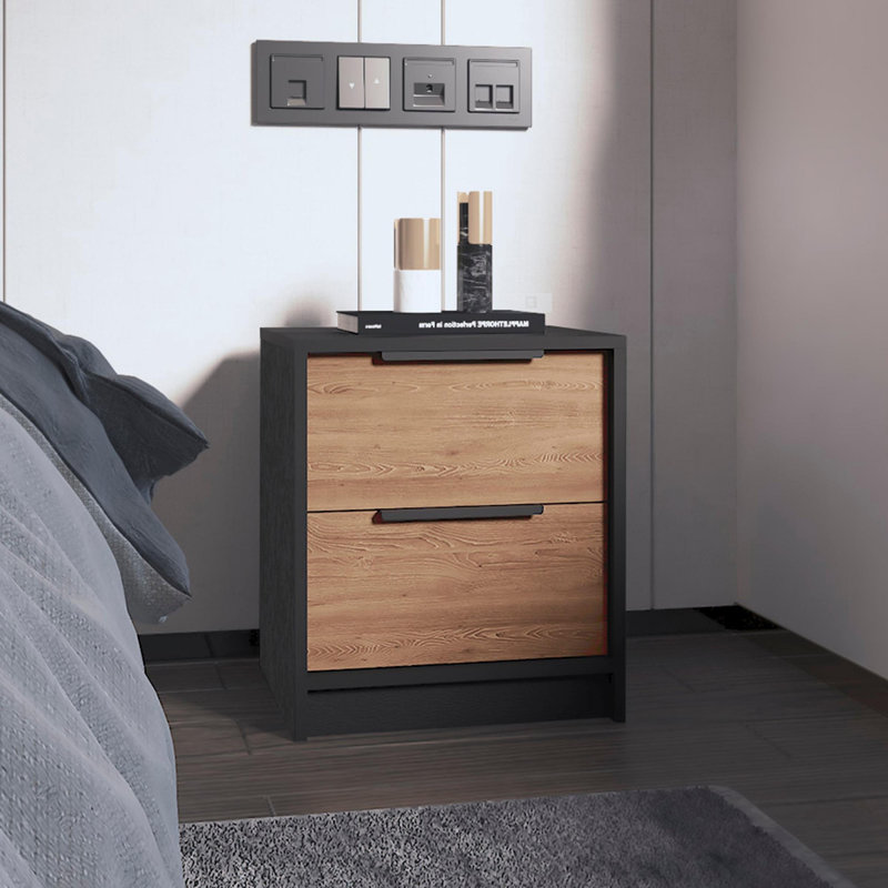 Modern Minimalist Nightstand, Black