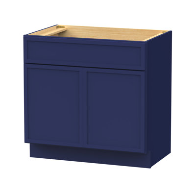 Colton 36" Freestanding Shaker Bathroom Vanity Cabinet with 2 Doors, No Countertop, Ready to Assemble, Blue