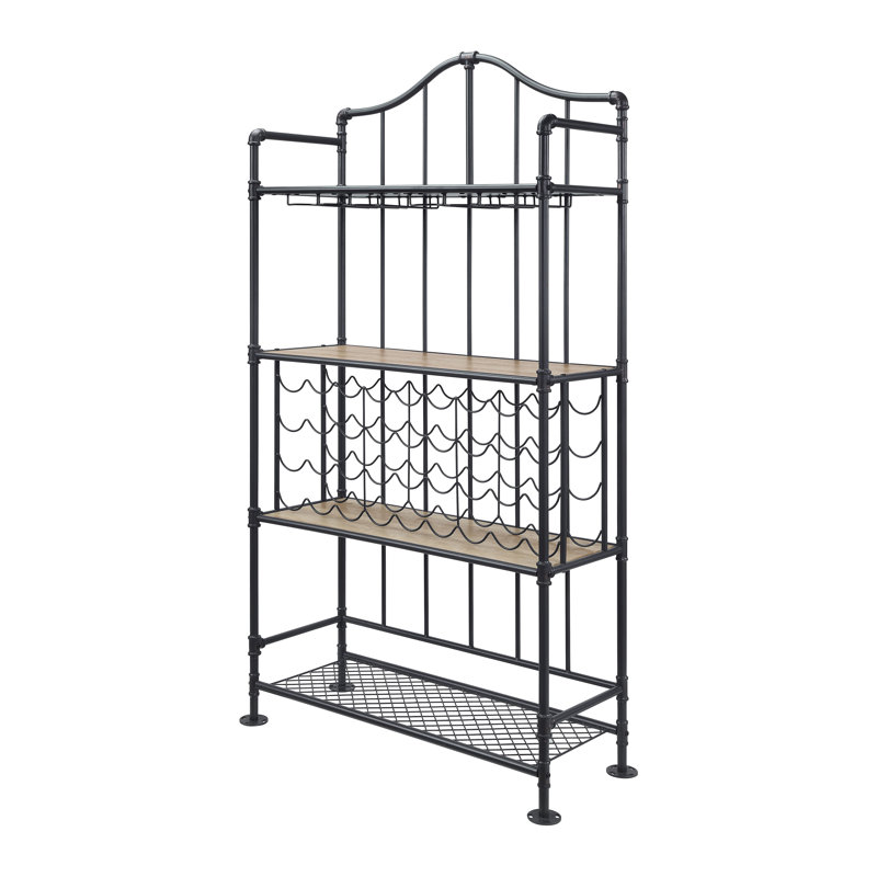 Wine Rack, Oak & Sandy Black Finish