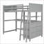 Lit mezzanine simple en bois de pin avec tablettes de bureau à tiroirs - gris, sans sommier
