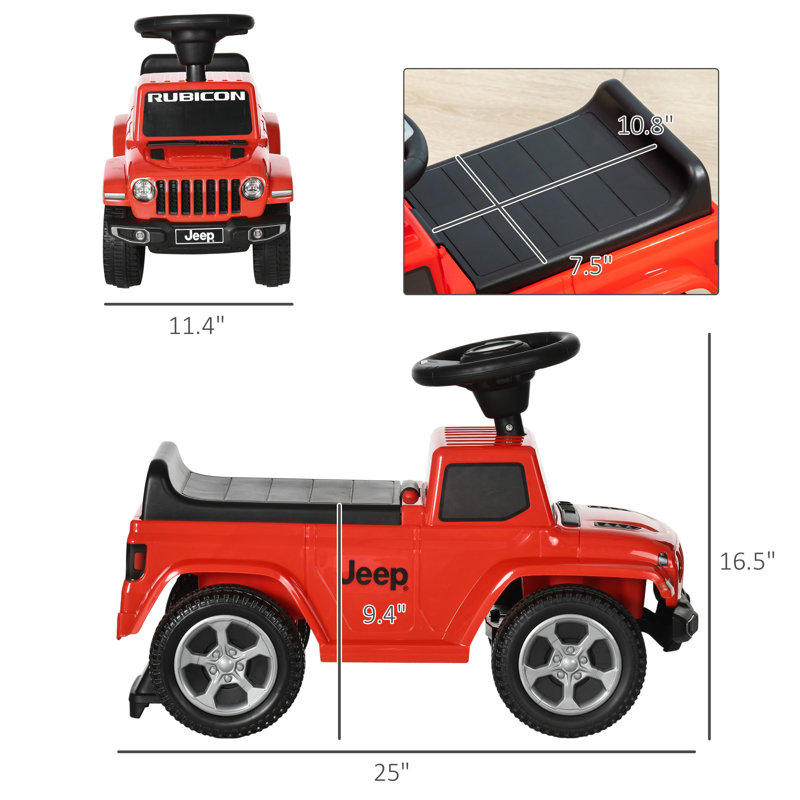 Red Toddler Ride-On Jeep with Engine Sounds