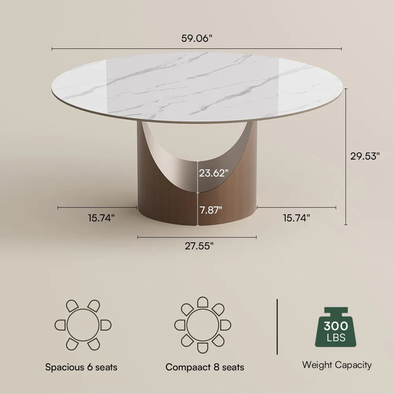 Ensemble de table de salle à manger 7 pièces pour 6 personnes, ensemble de table de salle à manger en pierre frittée brillant