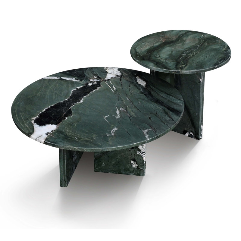 Ensemble de tables basses en marbre naturel, Vert
