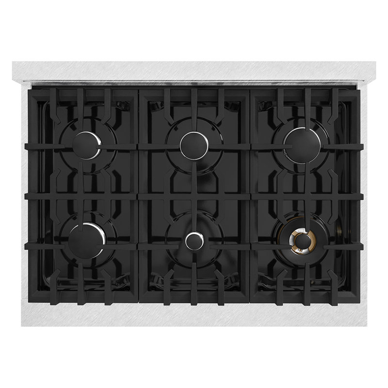 ZLINE 36 in. Classic Gas Rangetop w/ 6 Burners and Porcelain Cooktop in Satin Steel w/ Griddle
