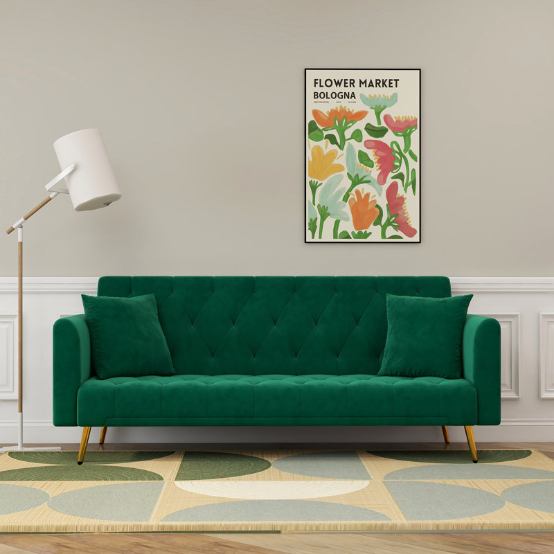 Canapé-lit pliant en velours 71,2 po Linndale, Vert