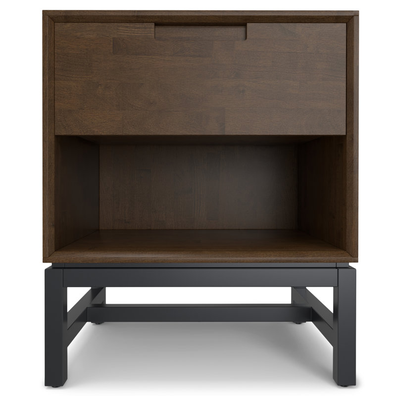 Table de chevet Mid-Century en bois massif avec tiroir Banting