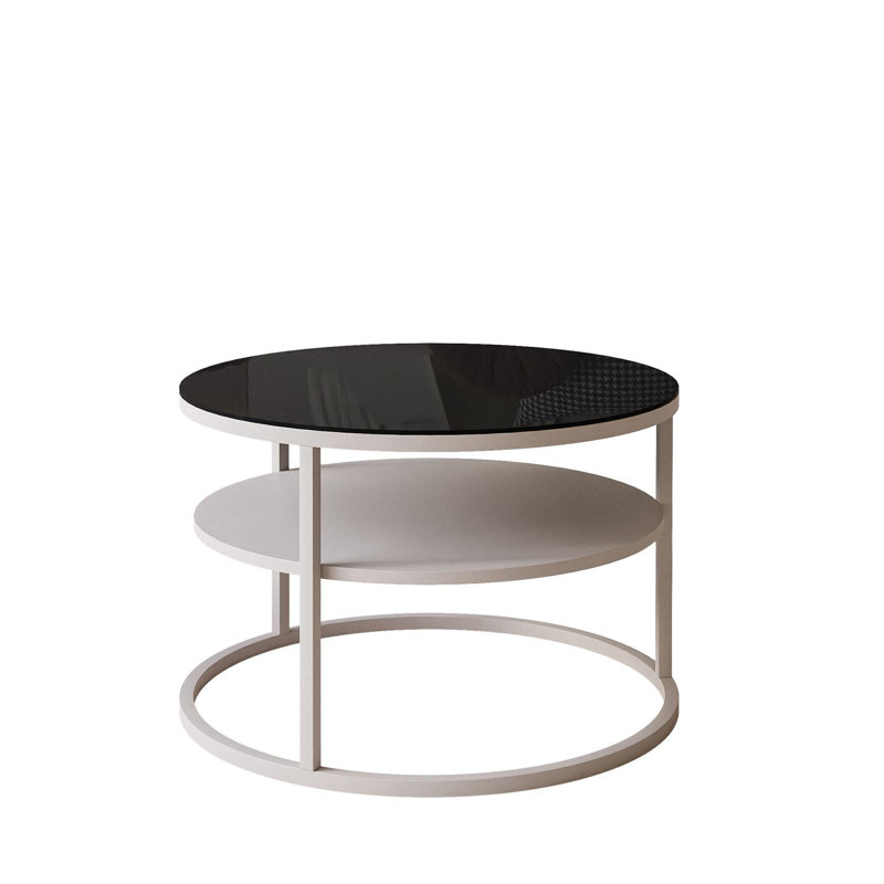 Lular Coffee Table with Storage, Black glass