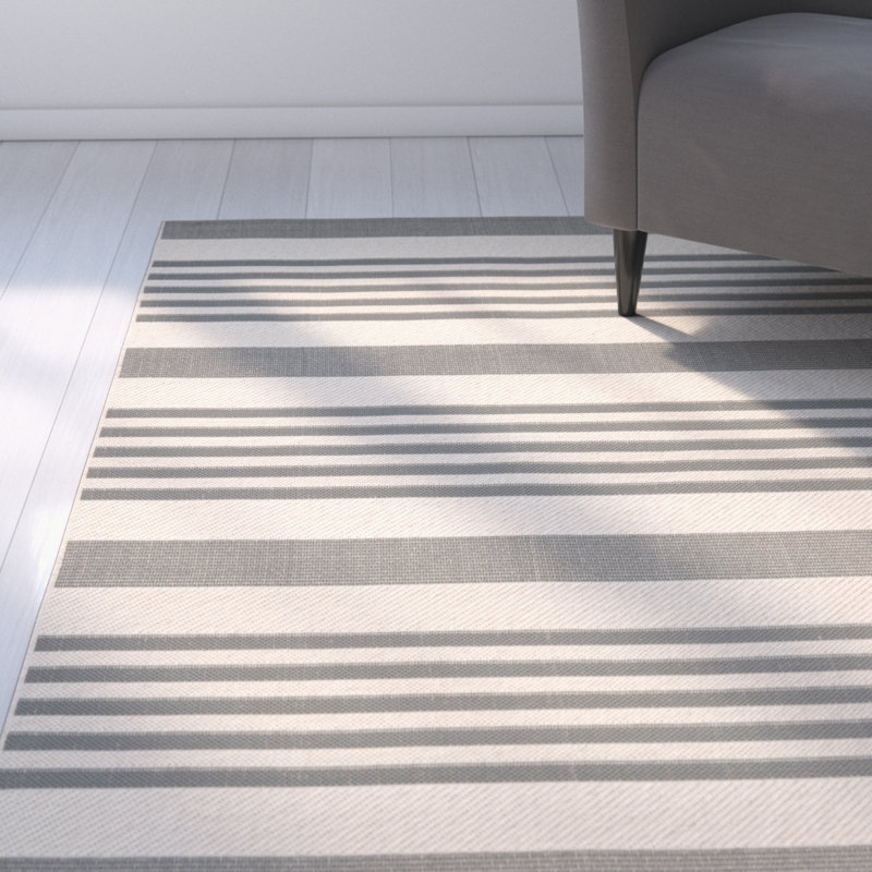 Tapis d'intérieur / extérieur à rayures Pontianak Performance, Rectangle 4 pi x 5 pi 7 po