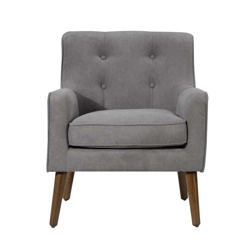 Fauteuil capitonné en tissu tissé gris Mid-Century de 25 po Ryder