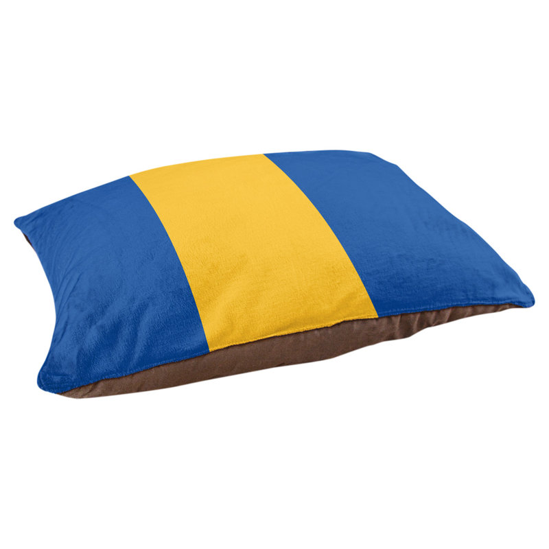 Coussin rectangulaire designer Los Angeles, Petit (L 18 po x l 28 po), Bleu royal / or