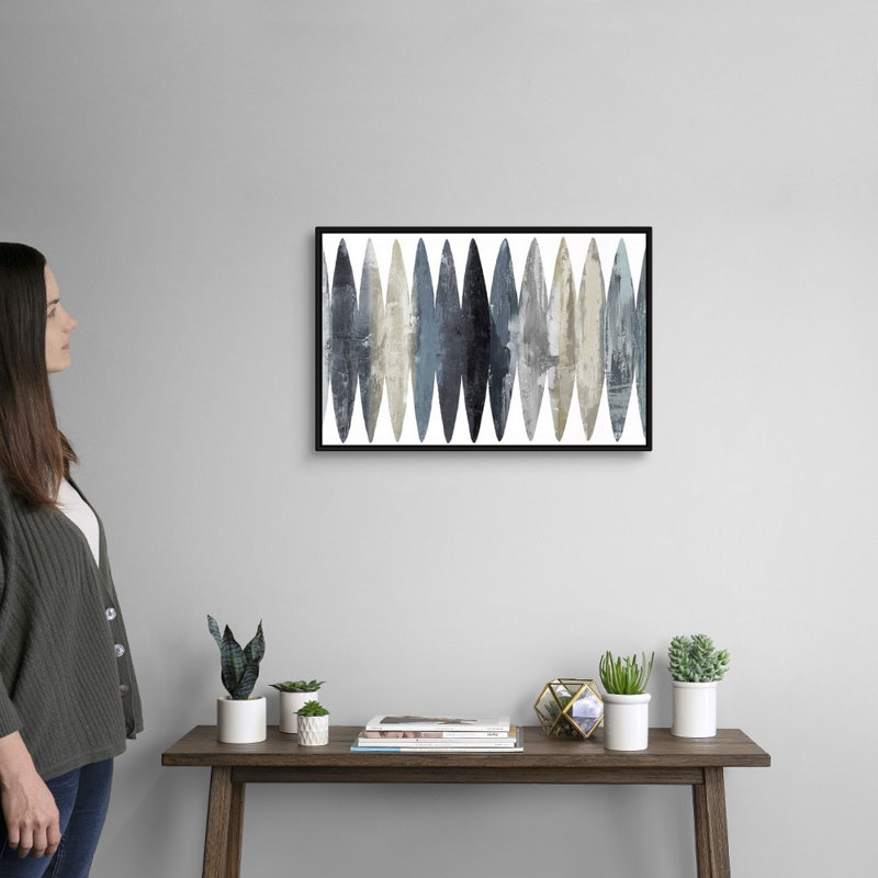 "Abstract Surfboard Gray" par David Moore - reproduction d'art sur toile, Toile avec cadre flottant, H 17,25 po x l 25,25 po