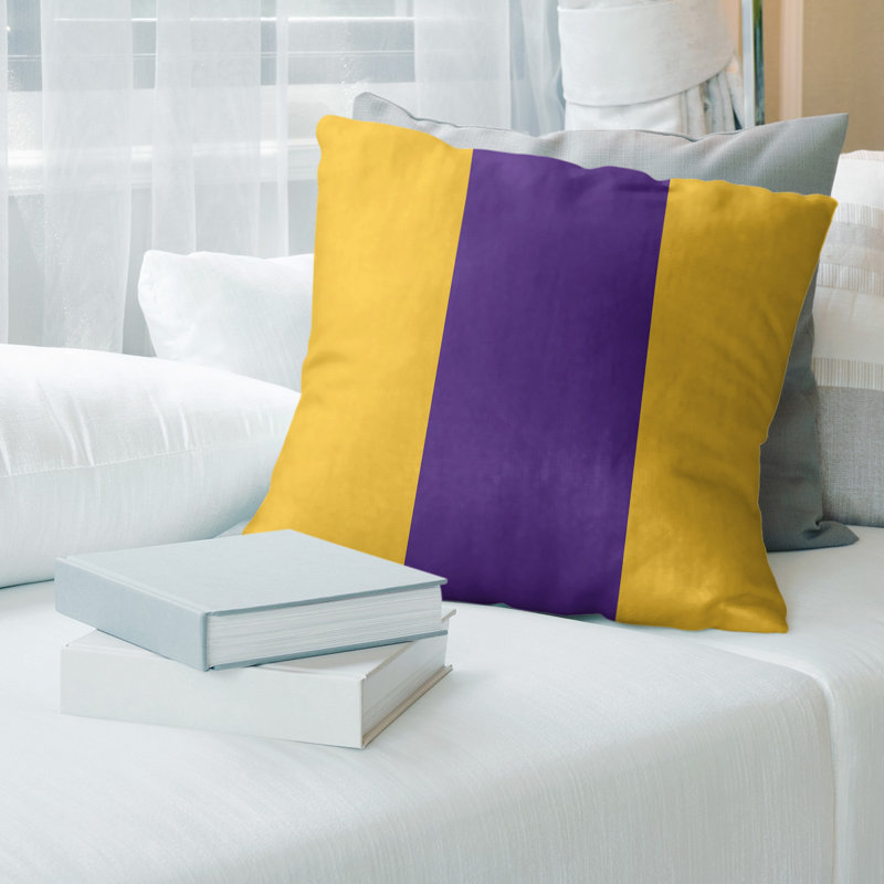Housse de coussin, 18 po x 18 po, Doré / mauve, Polyester filé