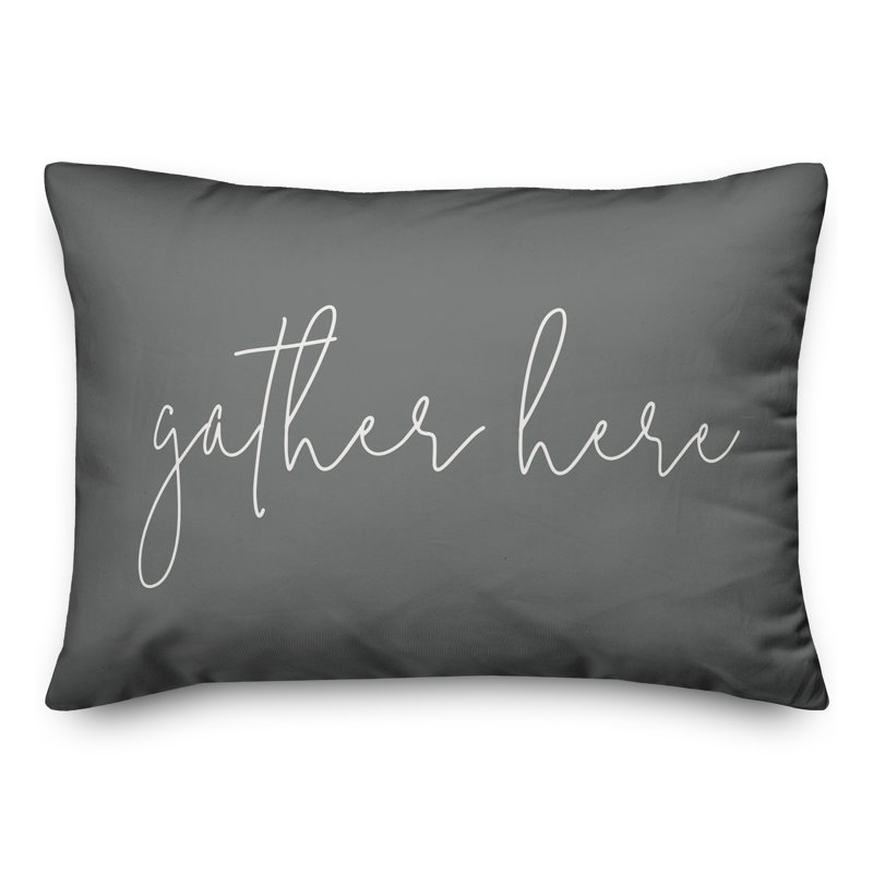  Gather Here Thin Outdoor Rectangular Pillow Cover & Insert, Dark Gray/White