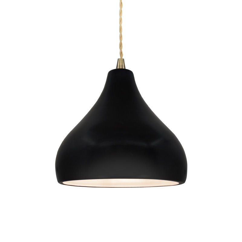 Luminaire suspendu à 1 lumière Meydan, H 7,25 po x l 8 po x P 8 po, Noir mat carbone, Laiton antique