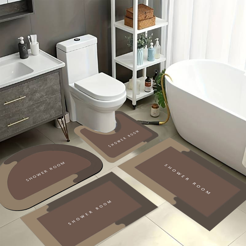 Ensemble de tapis de salle de bain 4 pièces, Brown