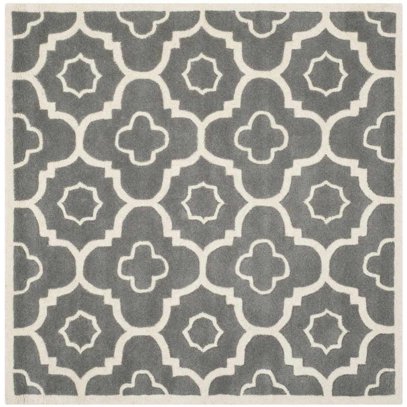 Carolene Hand Tufted Wool Geometric Rug, Square 7'