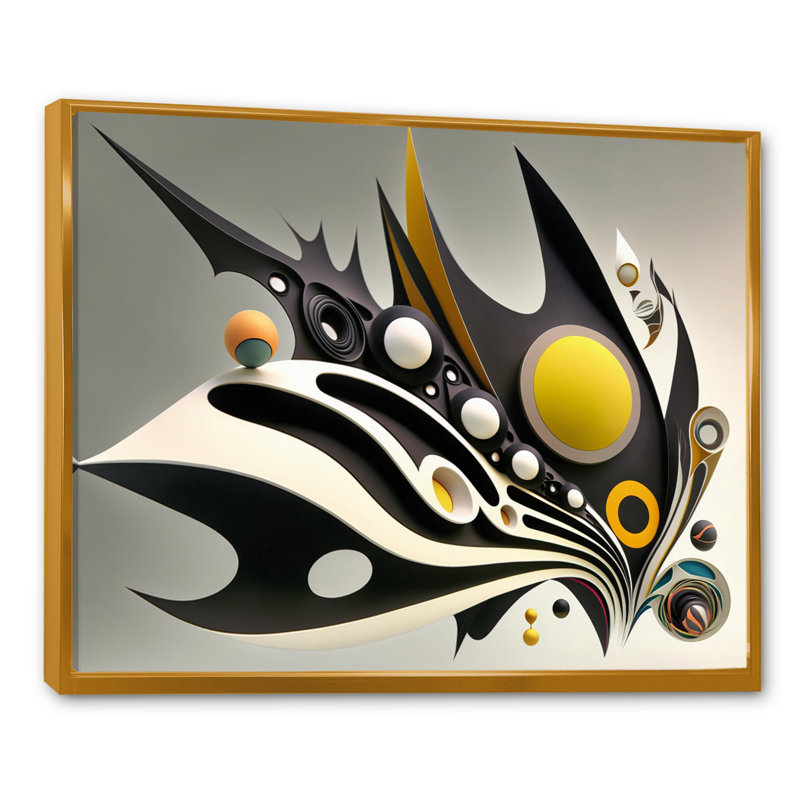 Art mural moderne sur toile géométrique minimaliste et vagues IV, L 40 po x H 30 po, Cadre flottant doré