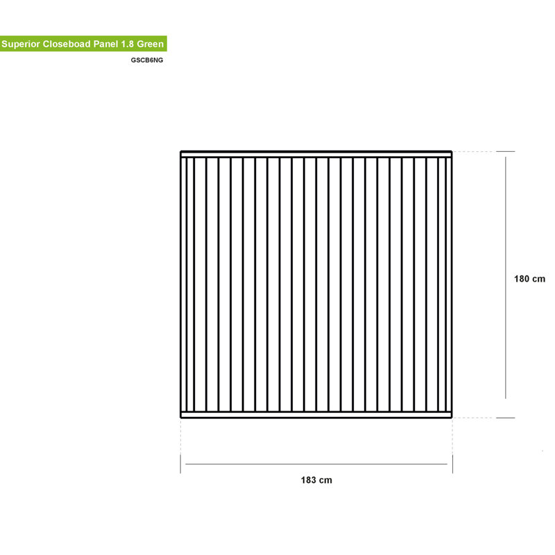 Grange Superior Closeboard 1.8 m Green Vertical Fence Panel, 180H x 182.80W x 4D cm