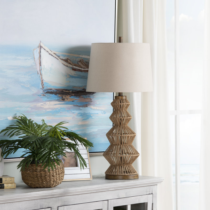 Lampe de table 33 po en métal avec abat-jour crème