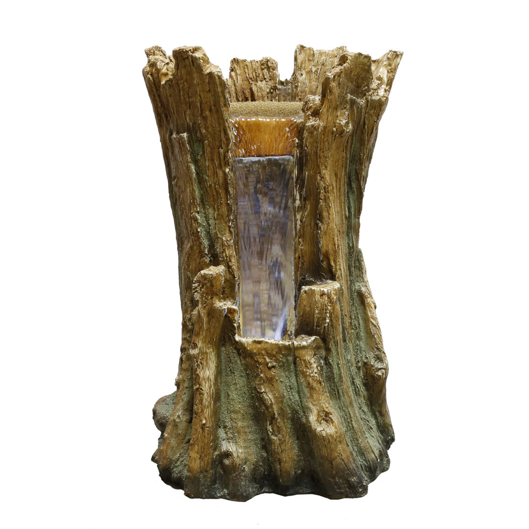 Open Tree Trunk Fountain w/Cool White LED Lights Loon Peak® 