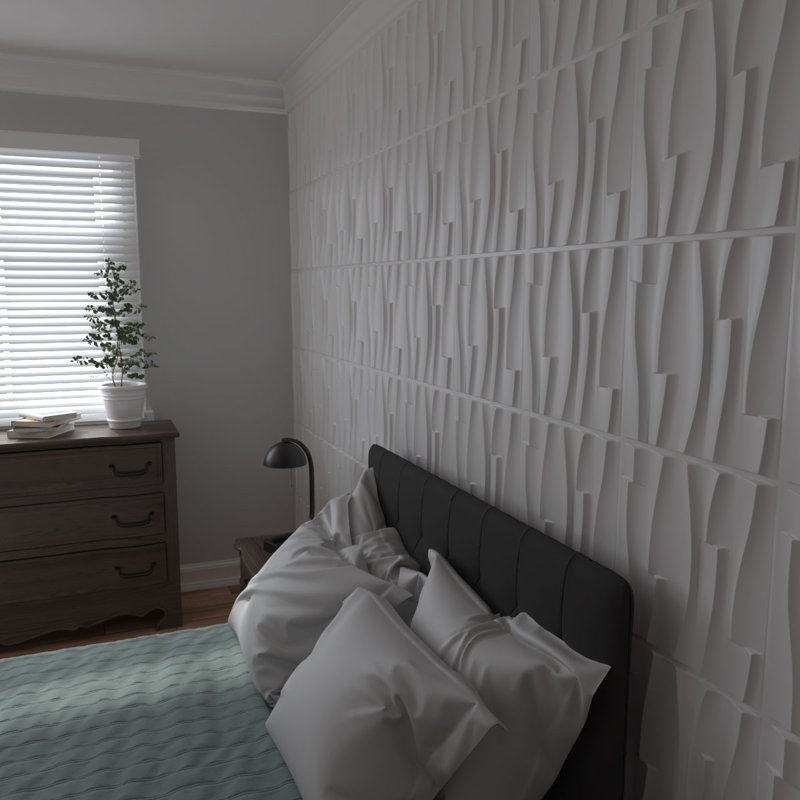 Panneau mural 3D 19,625 "x 19,625" en blanc (paquet de 12)