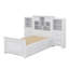 Lit plateforme simple en bois avec armoire intégrée verticale et ensembles de tiroirs doubles de chaque côté-769310683