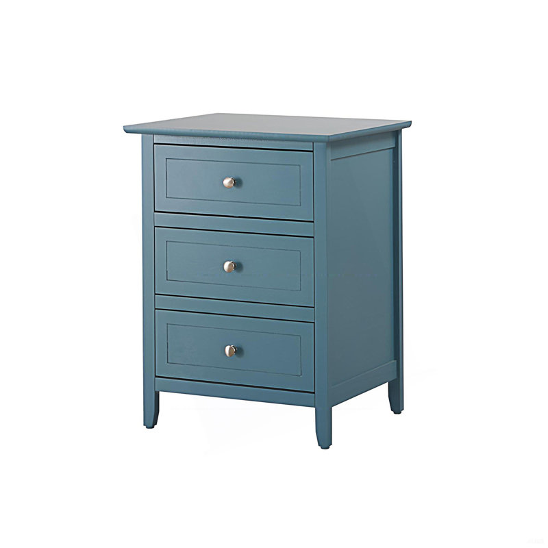 Table de chevet 3 tiroirs, table de chevet, table de bout pour chambre à coucher, Teal