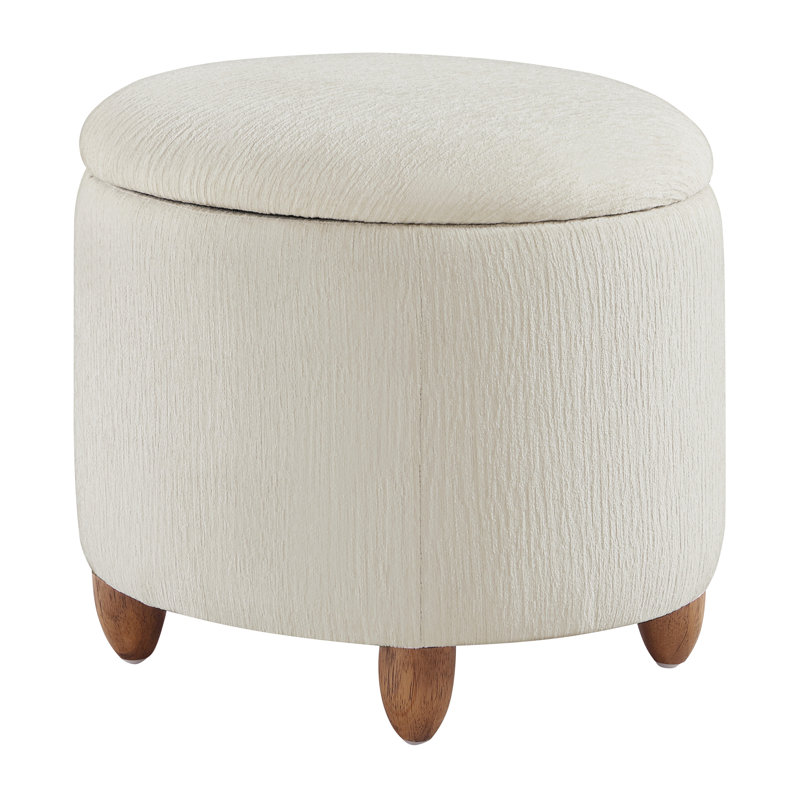 Twomey Storage Ottoman, Snow White Polyester