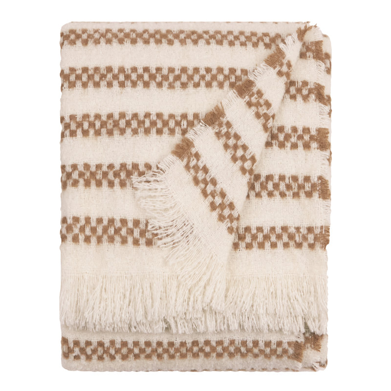 Clyde Machine Woven Throw Blanket, Brown/Cream