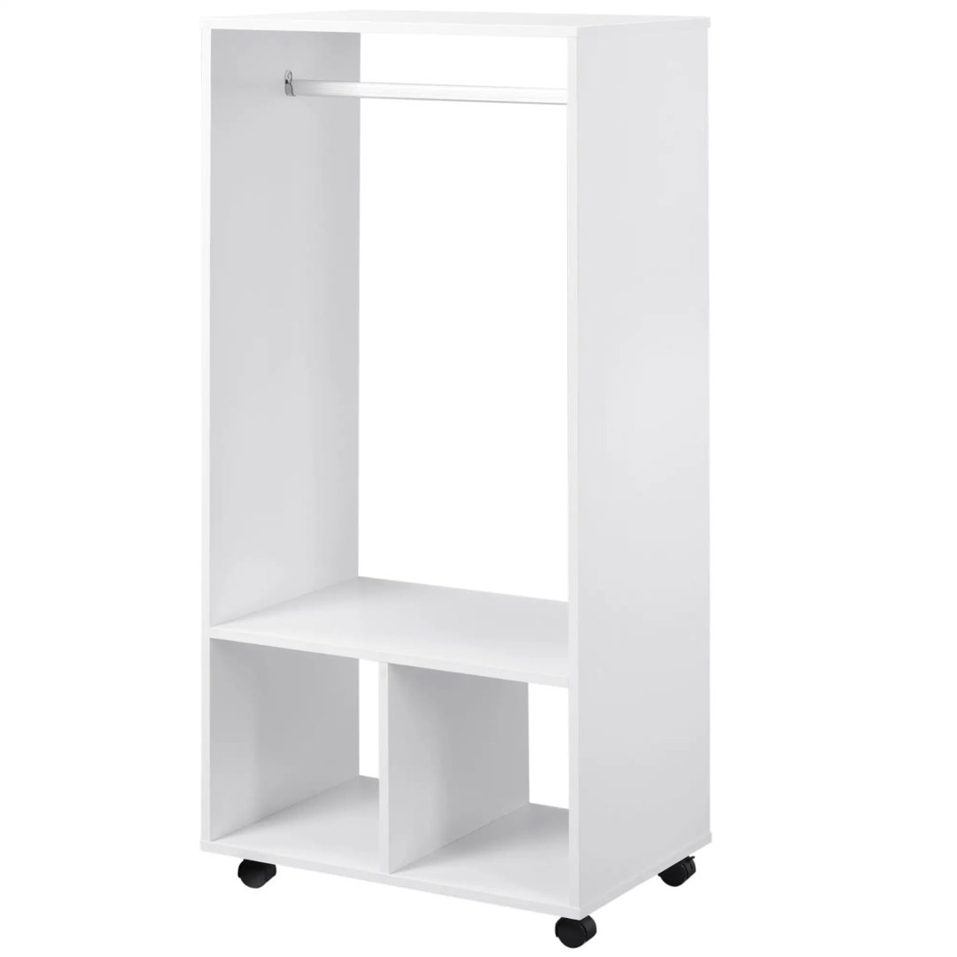Open Wardrobe Clothes Rail With Storage Shelves on Wheels