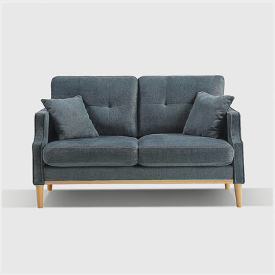 Double sofa, suitable for living room, bedroom, office, waterproof fabric, USB charging port, 2 pillows, wooden legs