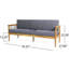 Bois 3 places avec matériaux de déversement et lattes décoratives - fluide de fabrication gris foncé - coussins