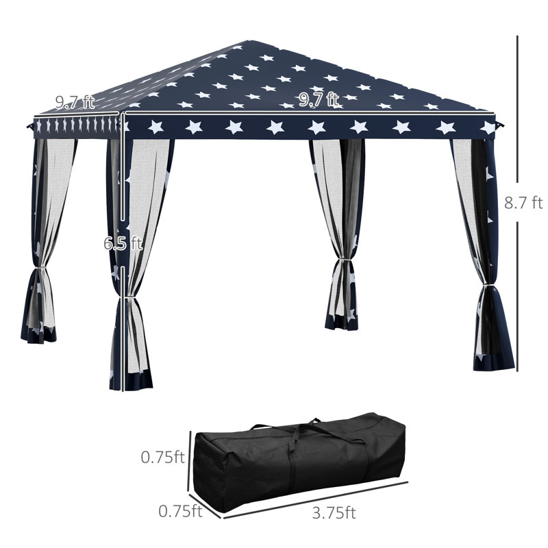 Tente pliante de 3 m avec moustiquaire. Hauteur réglable pour profiter du plein air. Surface ombragée de 9 m², peut accueillir 10 personnes. Facile à assembler et à transporter. Housse de protection, sac de transport et moustiquaire intégrée.