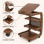 Table d'appoint roulante en forme de C avec bureau inclinable réglable et rangement