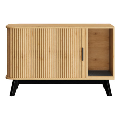Cat Litter Box Enclosure – 39.4" Hidden Litter Box Furniture with Sliding Door & Cat Litter Mat, Modern Indoor Cat House Side End Table for Living Room