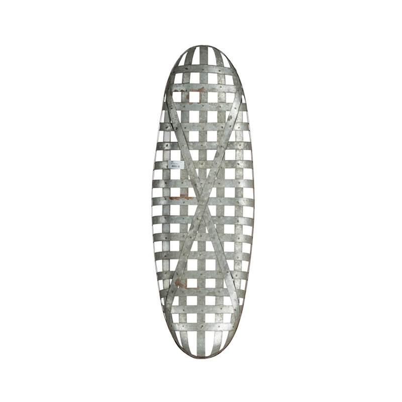 Art mural en métal argenté avec motif de grille - Accent géométrique en fer 12,5 "x 37,5"